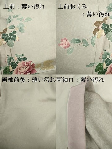 平和屋着物■訪問着　友禅　枝花文　暈し染め　正絹　逸品　DABJ9231ya