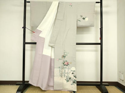 平和屋着物■訪問着　友禅　枝花文　暈し染め　正絹　逸品　DABJ9231ya