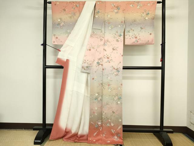 平和屋着物■訪問着　楽器花文　暈し染め　金彩　正絹　逸品　DABJ9233ya
