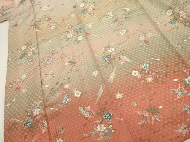 平和屋着物■訪問着　楽器花文　暈し染め　金彩　正絹　逸品　DABJ9233ya