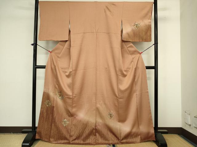 平和屋着物■中国三大刺繍　スワトウ刺繍　汕頭刺繍　訪問着　松皮菱花文　暈し染め　金彩　正絹　逸品　未使用　DABJ9236ya