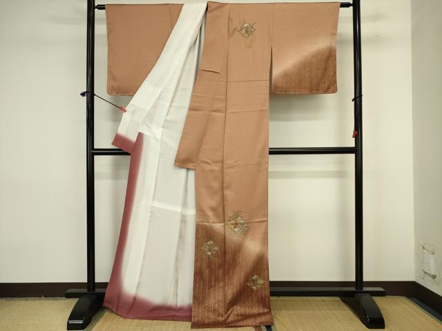 平和屋着物■中国三大刺繍　スワトウ刺繍　汕頭刺繍　訪問着　松皮菱花文　暈し染め　金彩　正絹　逸品　未使用　DABJ9236ya
