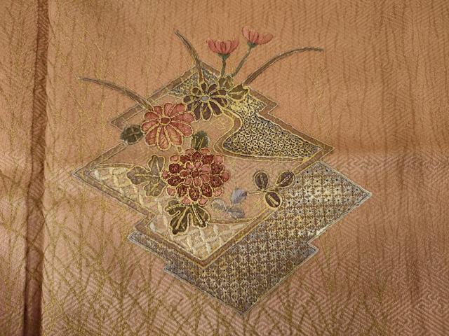 平和屋着物■中国三大刺繍　スワトウ刺繍　汕頭刺繍　訪問着　松皮菱花文　暈し染め　金彩　正絹　逸品　未使用　DABJ9236ya