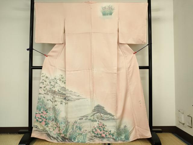 平和屋着物■訪問着　作家物　手描き　風景花文　暈し染め　正絹　逸品　DABJ9237ya