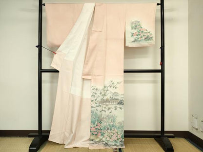 平和屋着物■訪問着　作家物　手描き　風景花文　暈し染め　正絹　逸品　DABJ9237ya