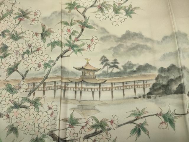 平和屋着物■訪問着　作家物　手描き　風景花文　暈し染め　正絹　逸品　DABJ9237ya
