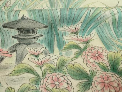 平和屋着物■訪問着　作家物　手描き　風景花文　暈し染め　正絹　逸品　DABJ9237ya