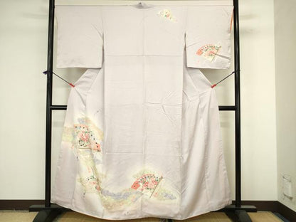 平和屋着物■訪問着　檜扇花文　暈し染め　金彩　正絹　逸品　DABJ9238ya