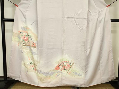 平和屋着物■訪問着　檜扇花文　暈し染め　金彩　正絹　逸品　DABJ9238ya