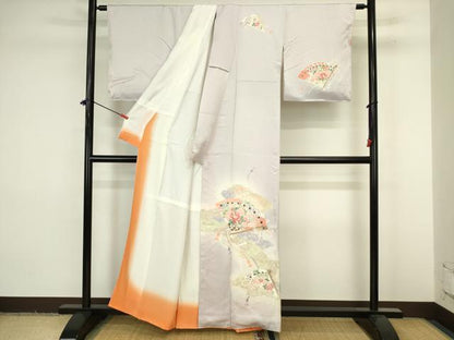 平和屋着物■訪問着　檜扇花文　暈し染め　金彩　正絹　逸品　DABJ9238ya