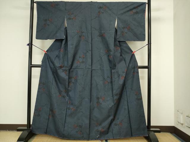 平和屋着物■本場大島紬　7マルキ　枝花文　正絹　逸品　未使用　DABJ9239ya