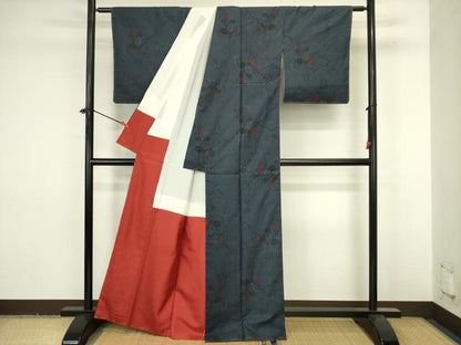 平和屋着物■本場大島紬　7マルキ　枝花文　正絹　逸品　未使用　DABJ9239ya