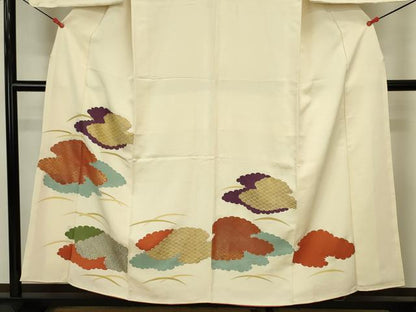 平和屋着物■訪問着　雲取り芝草文　金彩　正絹　逸品　DABJ9242ya