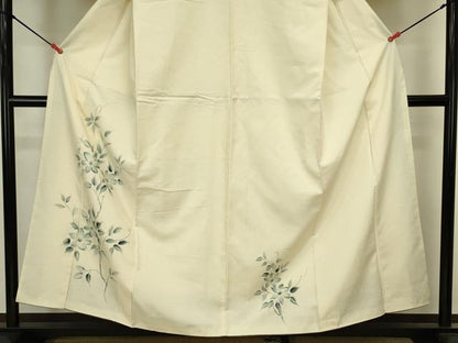 平和屋着物■訪問着　紬地　手描き　草花文　正絹　逸品　DABJ9243ya