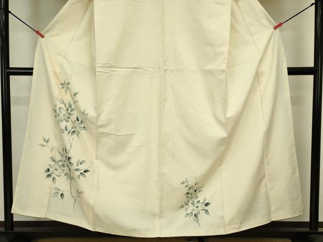 平和屋着物■訪問着　紬地　手描き　草花文　正絹　逸品　DABJ9243ya