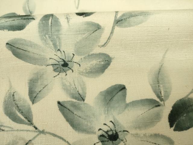 平和屋着物■訪問着　紬地　手描き　草花文　正絹　逸品　DABJ9243ya