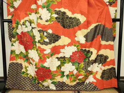 平和屋着物■豪華振袖　駒刺繍　牡丹文　金彩　正絹　逸品　DABJ9245ya