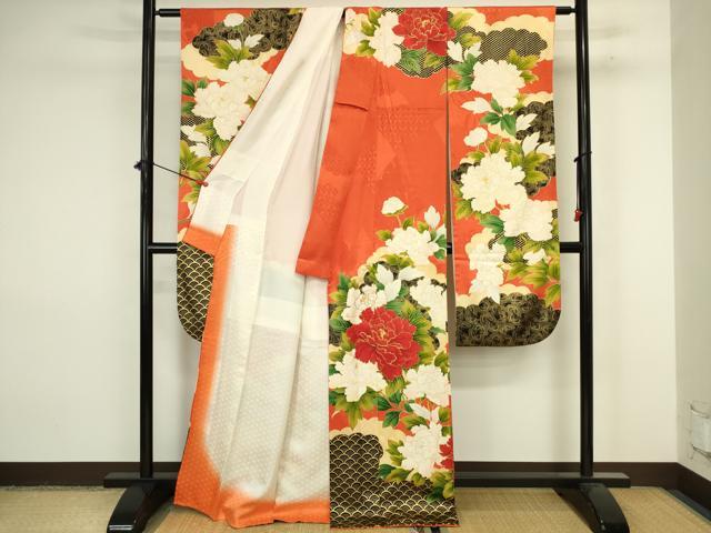平和屋着物■豪華振袖　駒刺繍　牡丹文　金彩　正絹　逸品　DABJ9245ya