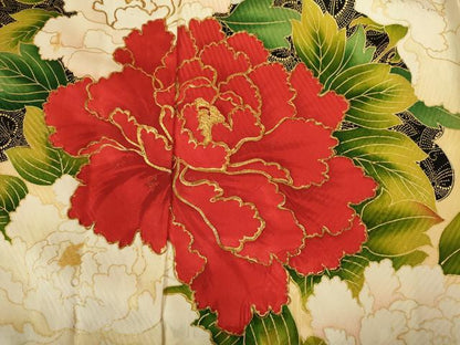 平和屋着物■豪華振袖　駒刺繍　牡丹文　金彩　正絹　逸品　DABJ9245ya