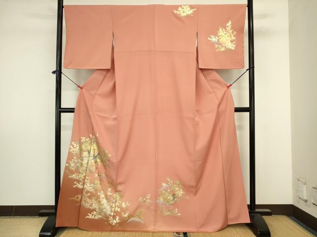 平和屋着物■訪問着　人物花松文　暈し染め　金銀彩　正絹　逸品　DABJ9256ya