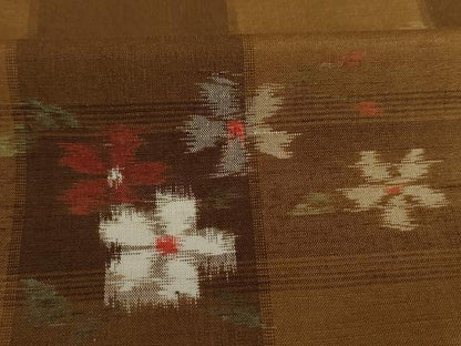 平和屋着物■上質な紬　格子花文　正絹　逸品　DABJ9258ya