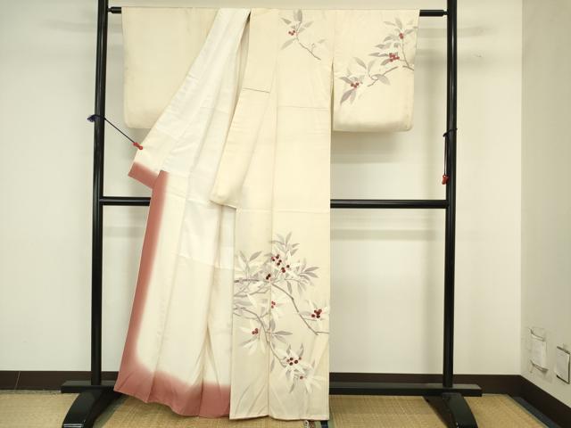 平和屋着物■訪問着　刺繍　南天文　正絹　逸品　DABJ9263ya