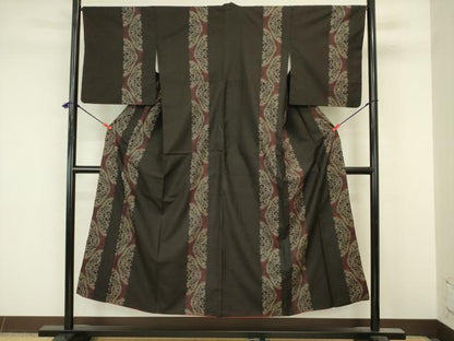 平和屋着物■本場大島紬　7マルキ　抽象間道　正絹　逸品　DABJ9266ya