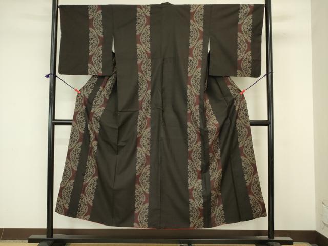 平和屋着物■本場大島紬　7マルキ　抽象間道　正絹　逸品　DABJ9266ya