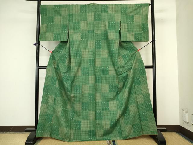 平和屋着物■上質な紬　格子　正絹　逸品　DABJ9269ya