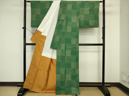 平和屋着物■上質な紬　格子　正絹　逸品　DABJ9269ya