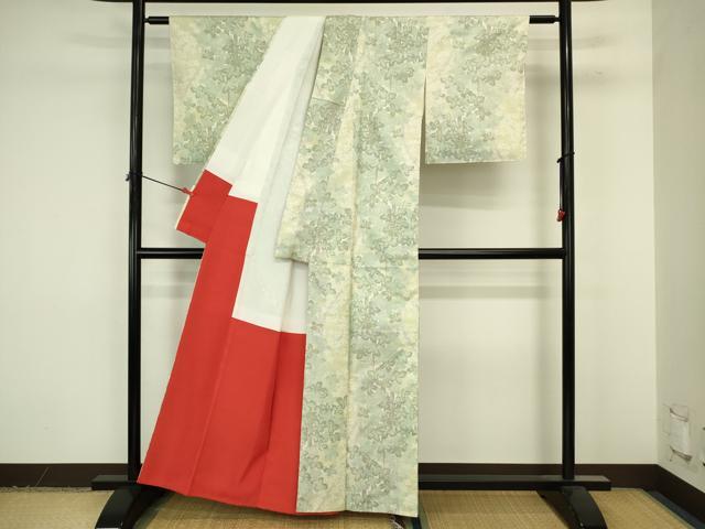 平和屋着物■本場大島紬　白大島　7マルキ　草葉文　正絹　逸品　DABJ9271ya