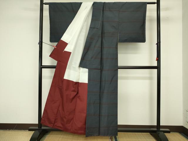 平和屋着物■本場大島紬　横段文　正絹　逸品　未使用　DABJ9273ya