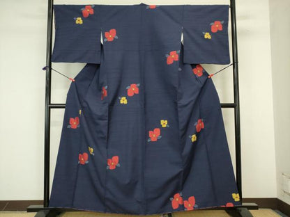 平和屋着物■上質な紬　椿　正絹　逸品　未使用　DABJ9277ya