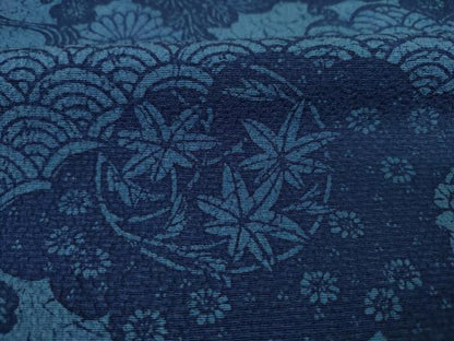 平和屋着物■上質な小紋　藍　青海波花文　正絹　逸品　未使用　DABJ9278ya