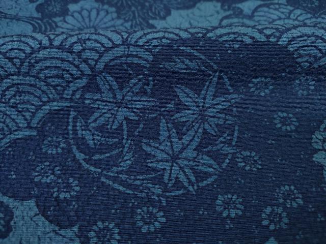 平和屋着物■上質な小紋　藍　青海波花文　正絹　逸品　未使用　DABJ9278ya