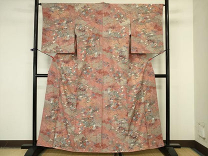 平和屋着物■上質な小紋　貝桶花文　金彩　正絹　逸品　DABJ9280ya