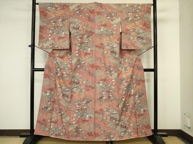 平和屋着物■上質な小紋　貝桶花文　金彩　正絹　逸品　DABJ9280ya
