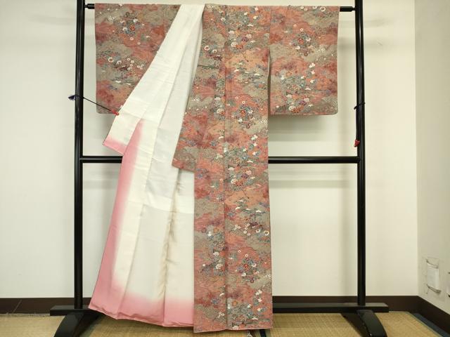 平和屋着物■上質な小紋　貝桶花文　金彩　正絹　逸品　DABJ9280ya