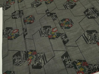 平和屋着物■本場大島紬　7マルキ　亀甲花文　正絹　逸品　DABJ9282ya