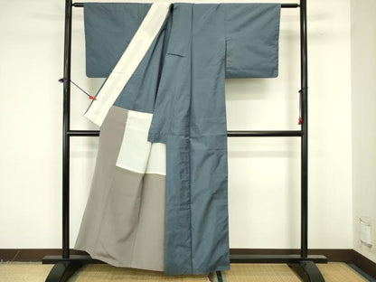 平和屋着物■本場染大島紬　色無地　舛花色　背抜き仕立て　正絹　逸品　DABJ9283ya