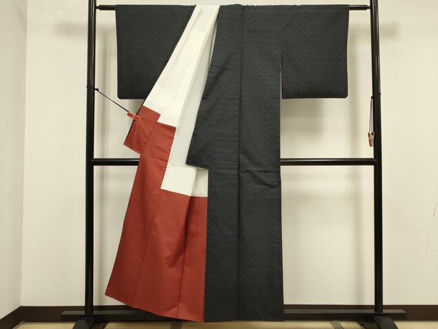 平和屋着物■本場大島紬　7マルキ　幾何学文　正絹　逸品　DABJ9286ya