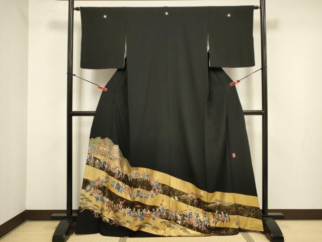 平和屋着物■豪華黒留袖　作家物　大名行列　金彩　正絹　逸品　DABJ9288ya