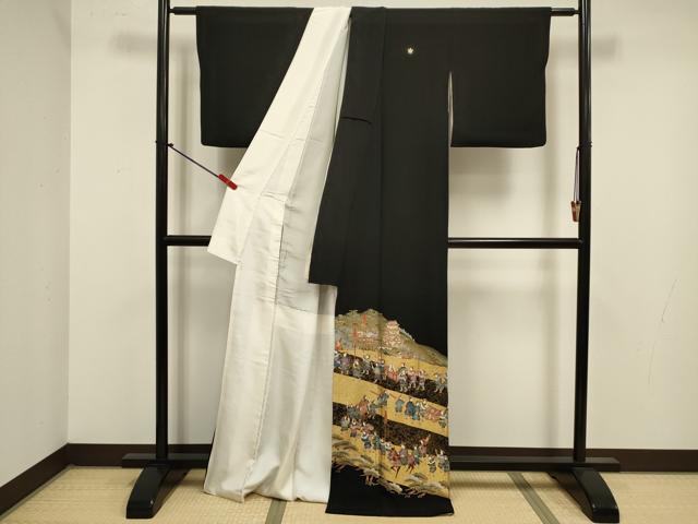 平和屋着物■豪華黒留袖　作家物　大名行列　金彩　正絹　逸品　DABJ9288ya