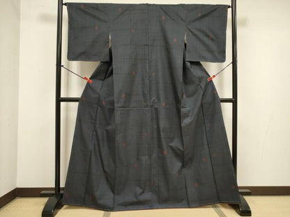 平和屋着物■本場大島紬　7マルキ　幾何学文　正絹　逸品　未使用　DABJ9290ya
