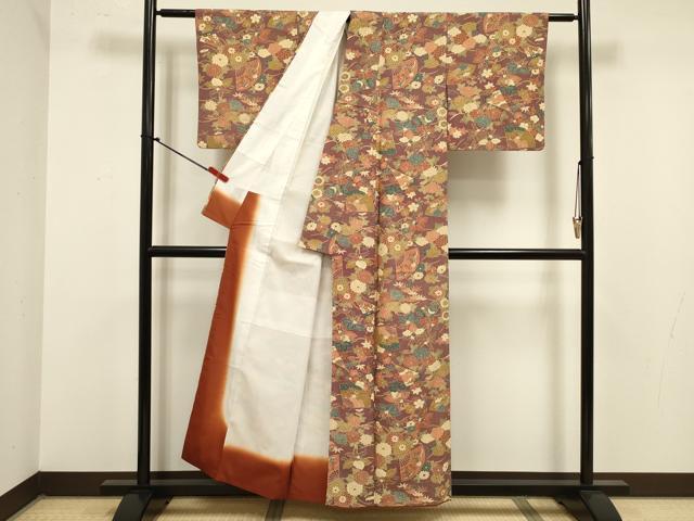 平和屋着物■小紋　扇面花文　洗える着物　DABJ9292ya