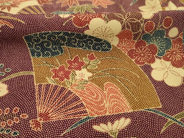 平和屋着物■小紋　扇面花文　洗える着物　DABJ9292ya