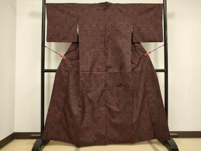 平和屋着物■本場大島紬　7マルキ　亀甲花文　正絹　逸品　DABJ9294ya