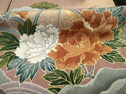 平和屋着物■豪華黒留袖　花松文　群鶴　暈し染め　金彩　正絹　逸品　DABJ9305ya