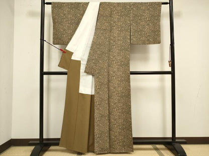 平和屋着物■上質な小紋　更紗花文　正絹　逸品　DABJ9307ya