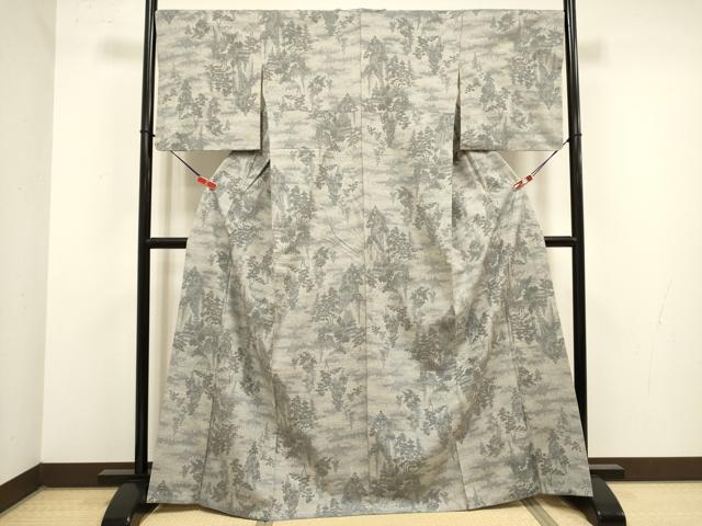 平和屋着物■上質な紬　風景文　正絹　逸品　DABJ9311ya